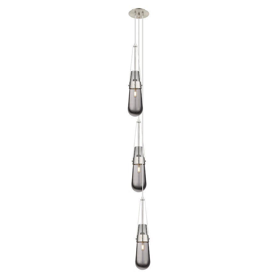 Innovations Milan 6in 3-Light Linear Pendant | Art Deco Brushed Satin Nickel and Light Smoke Glass | Kitchen Island | Model 103-452-1P-SN-G452-4SM