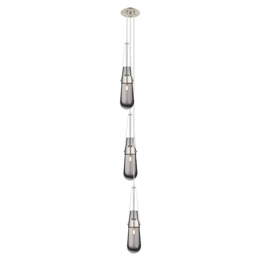 Innovations Milan 6in 3-Light Linear Pendant | Art Deco Brushed Satin Nickel and Light Smoke Glass | Kitchen Island | Model 103-452-1P-SN-G452-4SM