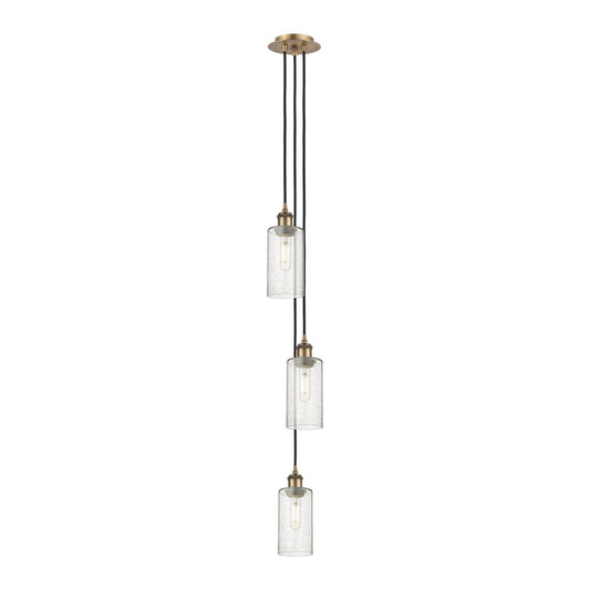 Innovations Crown Point 7in 3-Light Pendant | Art Deco Brushed Brass and Seedy Glass | Kitchen Island & Dining Room | Model 103B-3P-BB-G434-7SDY