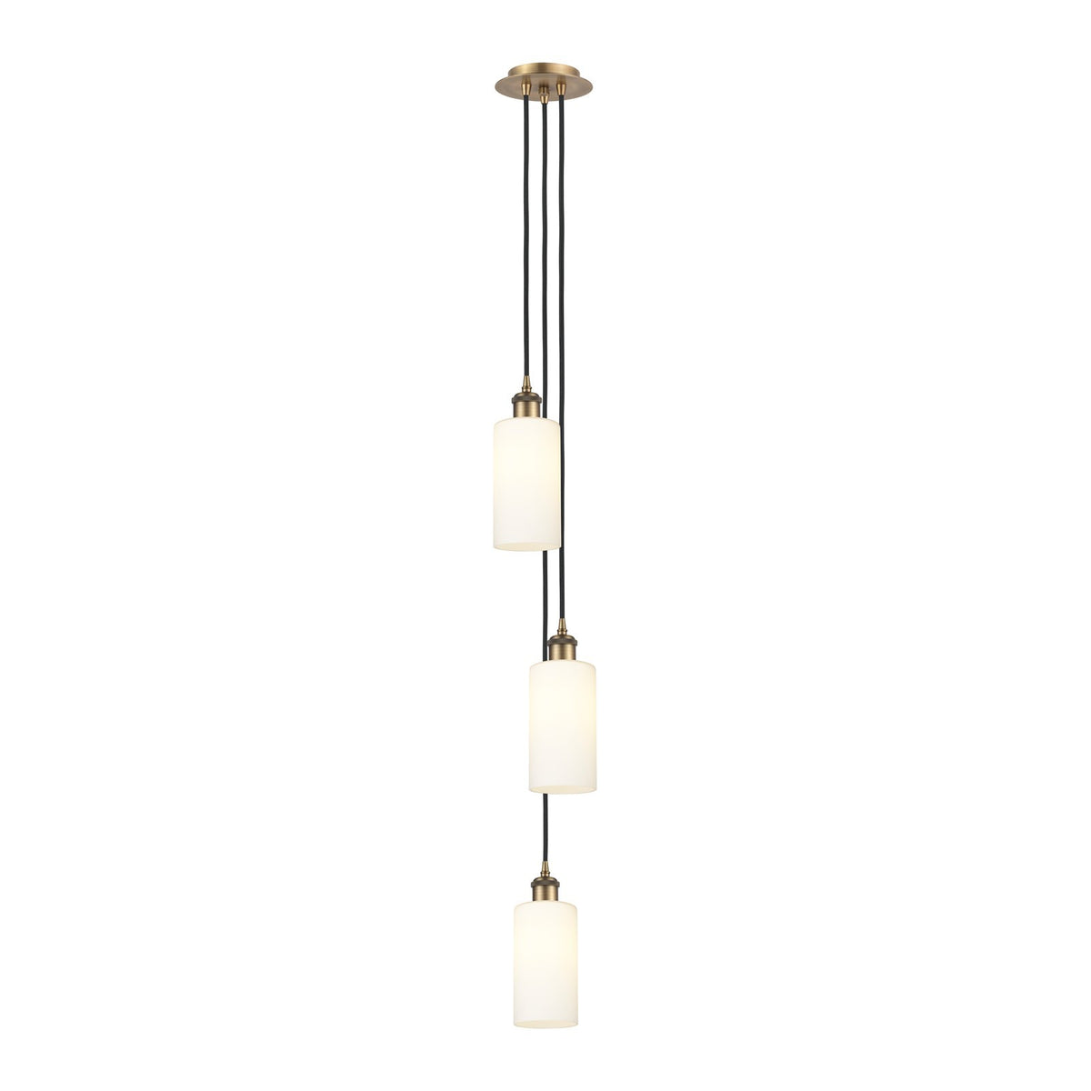 Innovations Crown Point 7in 3-Light Multi Pendant | Art Deco Brushed Brass and White Frosted Glass | Kitchen Island | Model 103B-3P-BB-G434-7WH