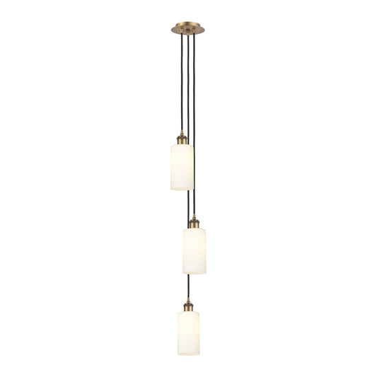 Innovations Crown Point 7in 3-Light Multi Pendant | Art Deco Brushed Brass and White Frosted Glass | Kitchen Island | Model 103B-3P-BB-G434-7WH