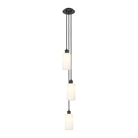 Innovations Crown Point 7in 3-Light Multi Pendant | Art Deco Matte Black and White Frosted Glass | Kitchen Island | Model 103B-3P-BK-G434-7WH