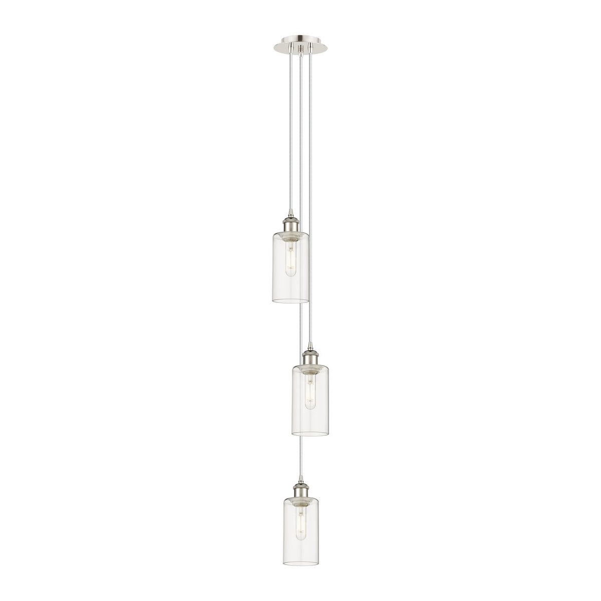 Innovations Crown Point 7in 3-Light Multi Pendant | Art Deco Polished Nickel and Clear Glass | Kitchen Island & Dining | Model 103B-3P-PN-G434-7CL