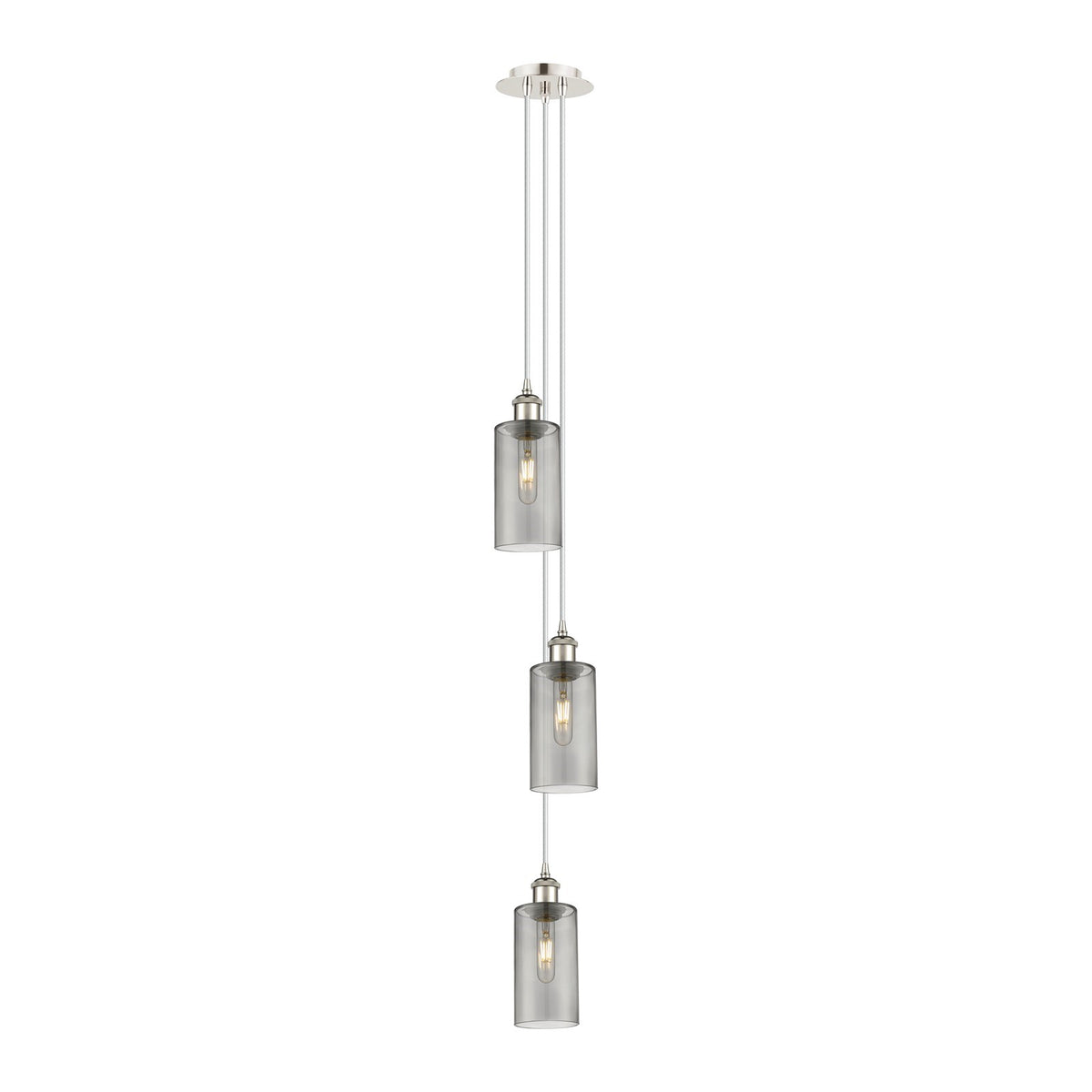 Innovations Crown Point 7in 3-Light Multi Pendant | Art Deco Polished Nickel and Light Smoke Glass | Kitchen Island | Model 103B-3P-PN-G434-7SM