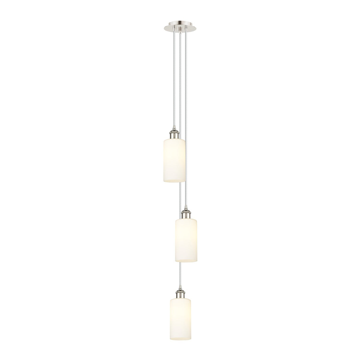 Innovations Crown Point 7in 3-Light Multi Pendant | Art Deco Polished Nickel and Frosted Glass | Dining Room & Kitchen | Model 103B-3P-PN-G434-7WH