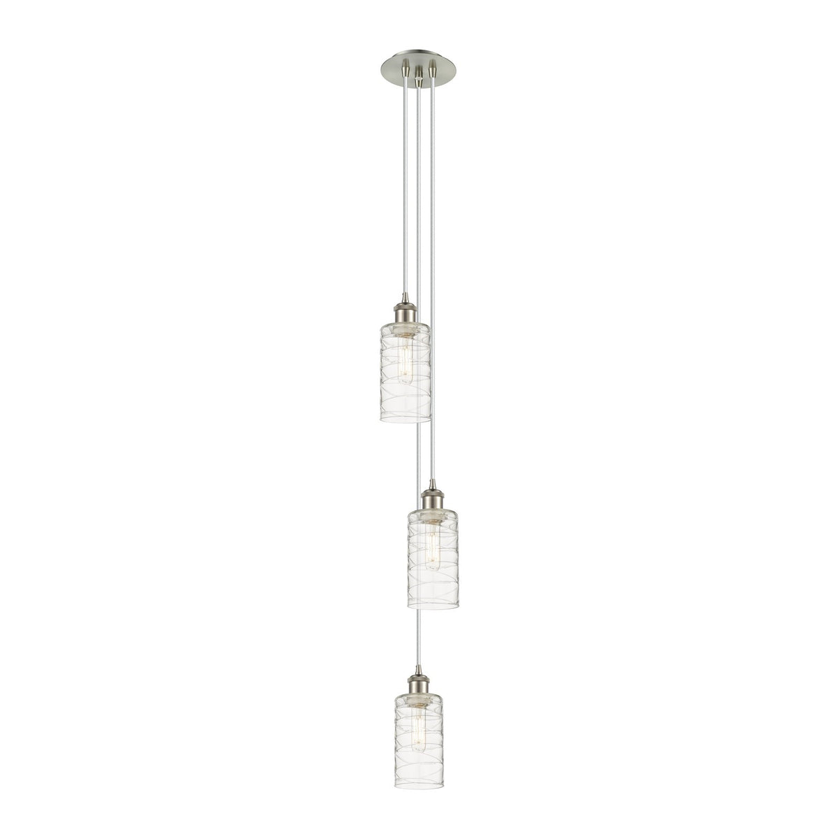 Innovations Crown Point 7in 3-Light Multi Pendant | Art Deco Brushed Satin Nickel and Deco Swirl Glass | Kitchen Island | Model 103B-3P-SN-G434-7DE