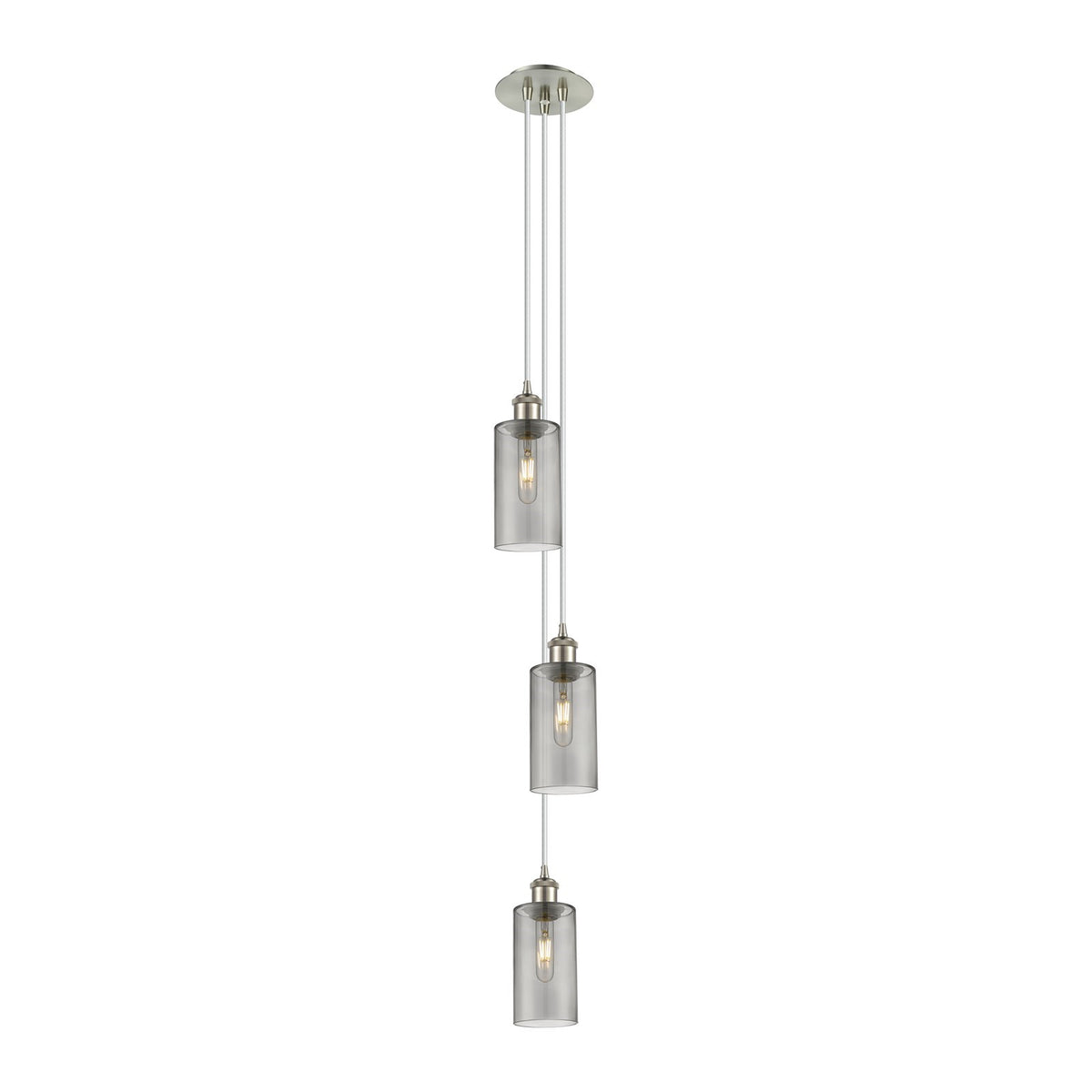 Innovations Crown Point 7in 3-Light Multi Pendant | Art Deco Brushed Satin Nickel and Light Smoke Glass | Kitchen Island | Model 103B-3P-SN-G434-7SM