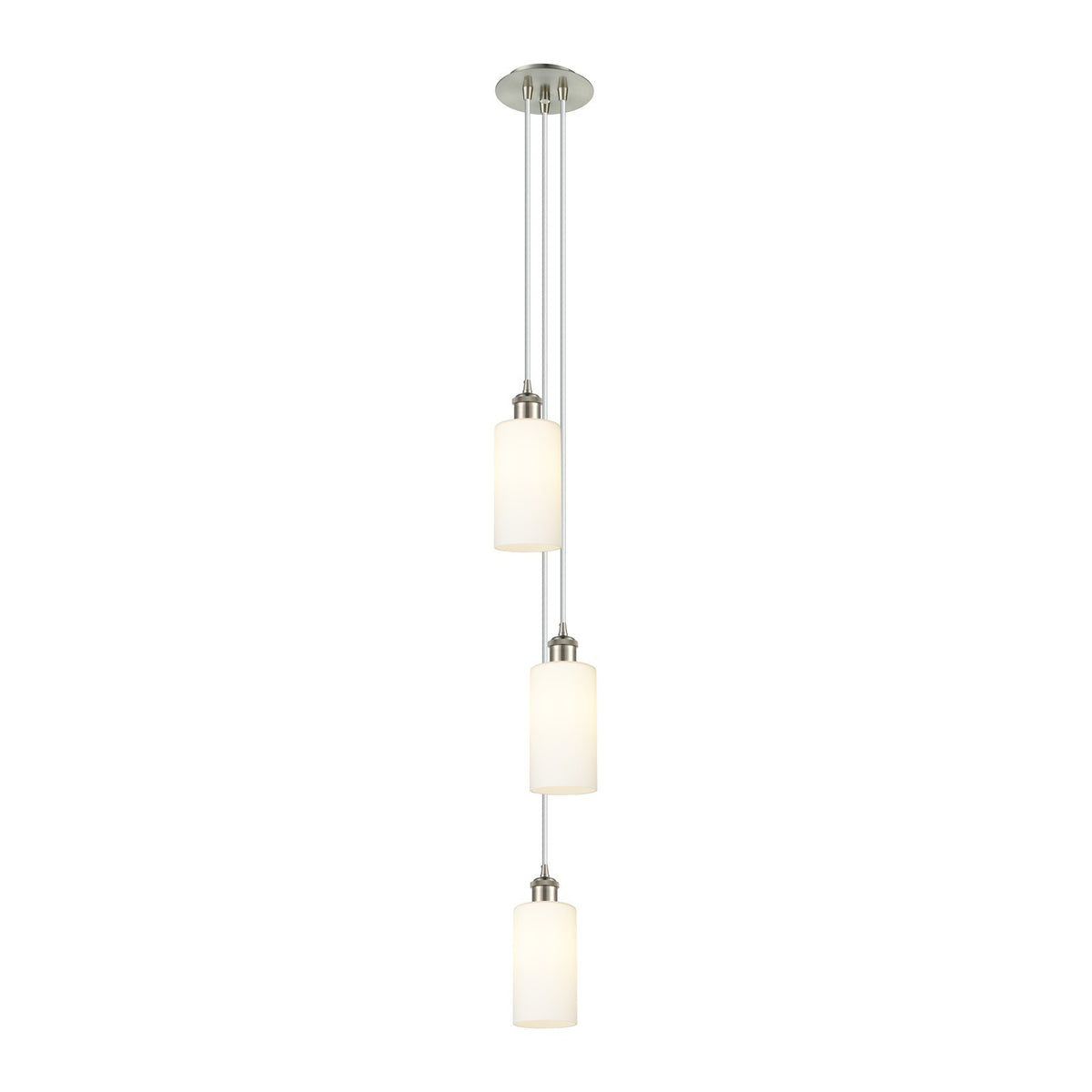 Innovations Crown Point 7in 3-Light Multi Pendant | Art Deco Brushed Satin Nickel and White Glass | Kitchen Island | Model 103B-3P-SN-G434-7WH