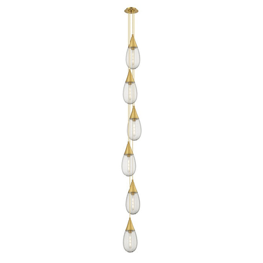 Innovations Milan 6-Light Pendant | Art Deco Brushed Brass and Smoke Glass | Kitchen Island & Dining Room | Model 106-450-1P-BB-G450-6SCL