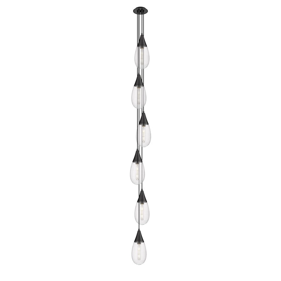 Innovations Milan 6-Light Pendant | Art Deco Matte Black and Smoke Glass | Kitchen Island & Dining Room | Model 106-450-1P-BK-G450-6SCL