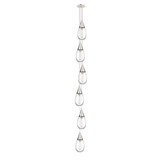 Innovations Milan 8in 6-Light Pendant | Art Deco Polished Nickel and Clear Glass | Kitchen Island & Dining Room | Model 106-450-1P-PN-G450-6CL