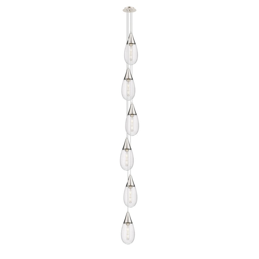 Innovations Milan 6-Light Teardrop Pendant | Polished Nickel and Light Smoke Glass | Kitchen Island & Dining Room | Model 106-450-1P-PN-G450-6SCL