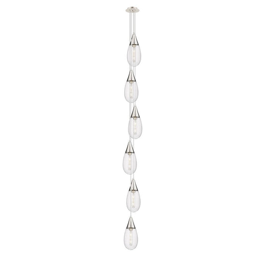 Innovations Milan 6-Light Teardrop Pendant | Polished Nickel and Light Smoke Glass | Kitchen Island & Dining Room | Model 106-450-1P-PN-G450-6SCL