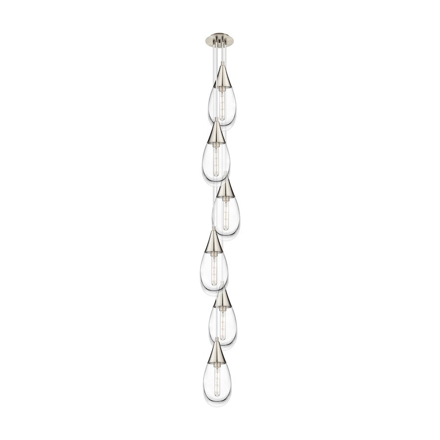 Innovations Milan 8in 6-Light Pendant | Art Deco Brushed Satin Nickel and Clear Glass | Kitchen Island & Dining Room | Model 106-450-1P-SN-G450-6CL