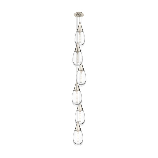 Innovations Milan 8in 6-Light Pendant | Art Deco Brushed Satin Nickel and Clear Glass | Kitchen Island & Dining Room | Model 106-450-1P-SN-G450-6CL