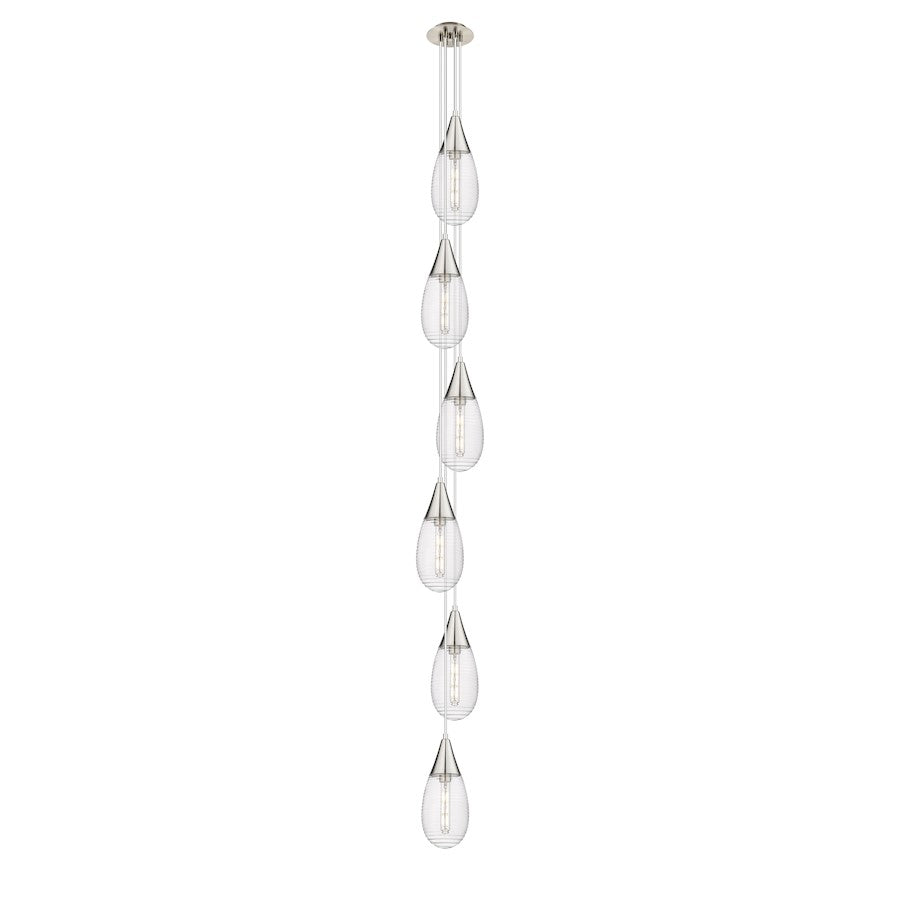 Innovations Milan 6-Light Teardrop Pendant | Brushed Satin Nickel and Light Smoke Glass | Kitchen Island & Dining | Model 106-450-1P-SN-G450-6SCL