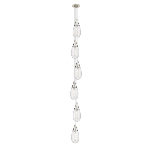 Innovations Milan 6-Light Teardrop Pendant | Brushed Satin Nickel and Light Smoke Glass | Kitchen Island & Dining | Model 106-450-1P-SN-G450-6SCL