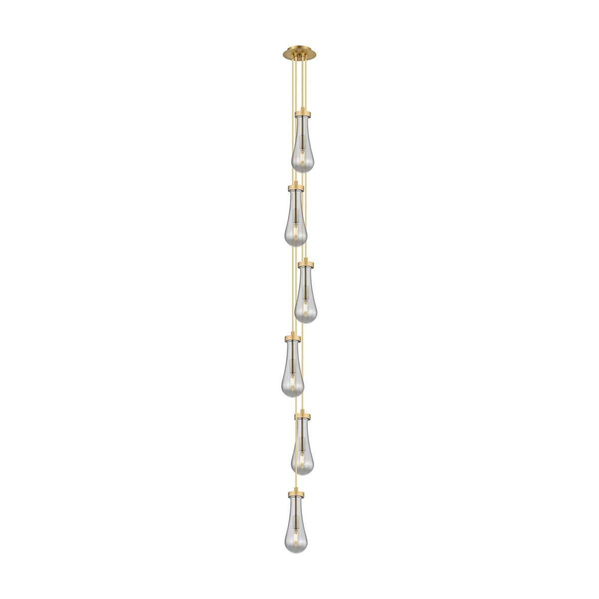 Innovations Owego 6-Light Pendant | Art Deco Brushed Brass and Light Smoke Glass | Kitchen Island & Dining Room | Model 106-451-1P-BB-G451-4SM