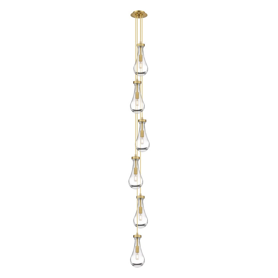 Innovations Owego 7in 3-Light Pendant | Art Deco Brushed Brass and Clear Glass | Kitchen Island & Dining Room | Model 106-451-1P-BB-G451-5CL