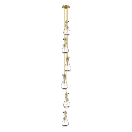 Innovations Owego 7in 3-Light Pendant | Art Deco Brushed Brass and Clear Glass | Kitchen Island & Dining Room | Model 106-451-1P-BB-G451-5CL