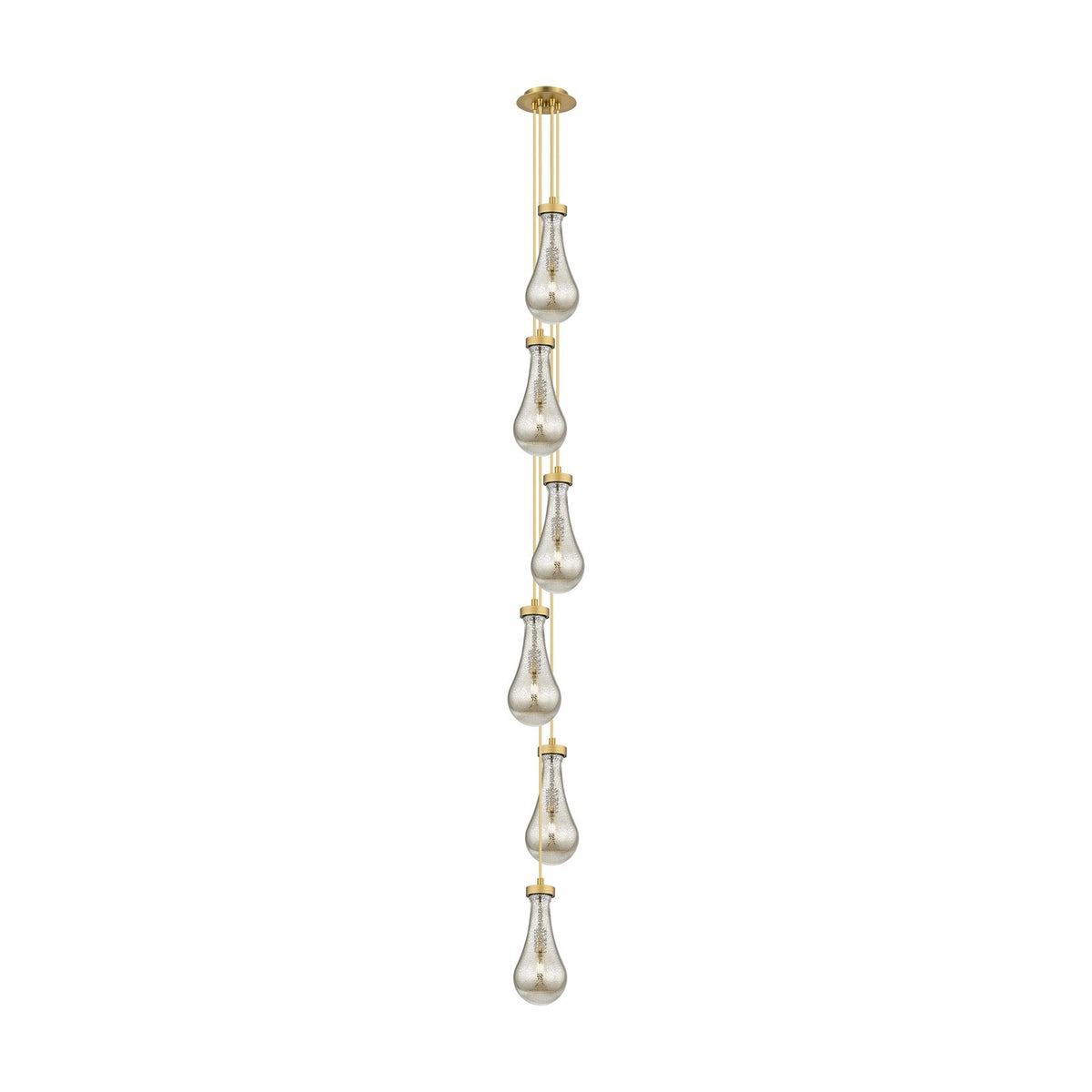 Innovations Owego 7in 6-Light Pendant | Art Deco Brushed Brass and Mercury Glass | Kitchen Island & Dining Room | Model 106-451-1P-BB-G451-5ME