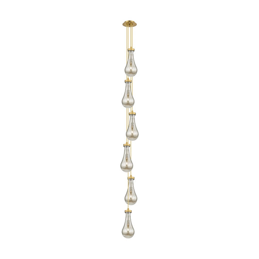 Innovations Owego 7in 6-Light Pendant | Art Deco Brushed Brass and Mercury Glass | Kitchen Island & Dining Room | Model 106-451-1P-BB-G451-5ME