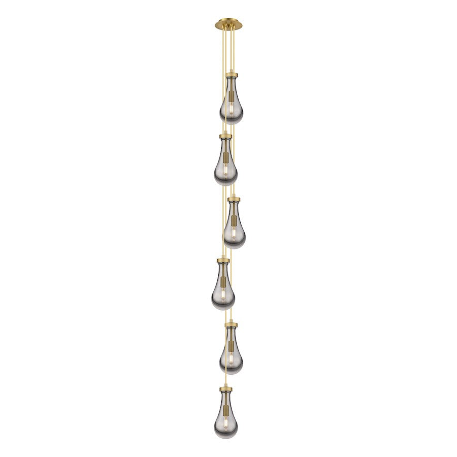 Innovations Owego 3-Light Teardrop Pendant | Art Deco Brushed Brass and Light Smoke Glass | Kitchen Island & Dining | Model 106-451-1P-BB-G451-5SM