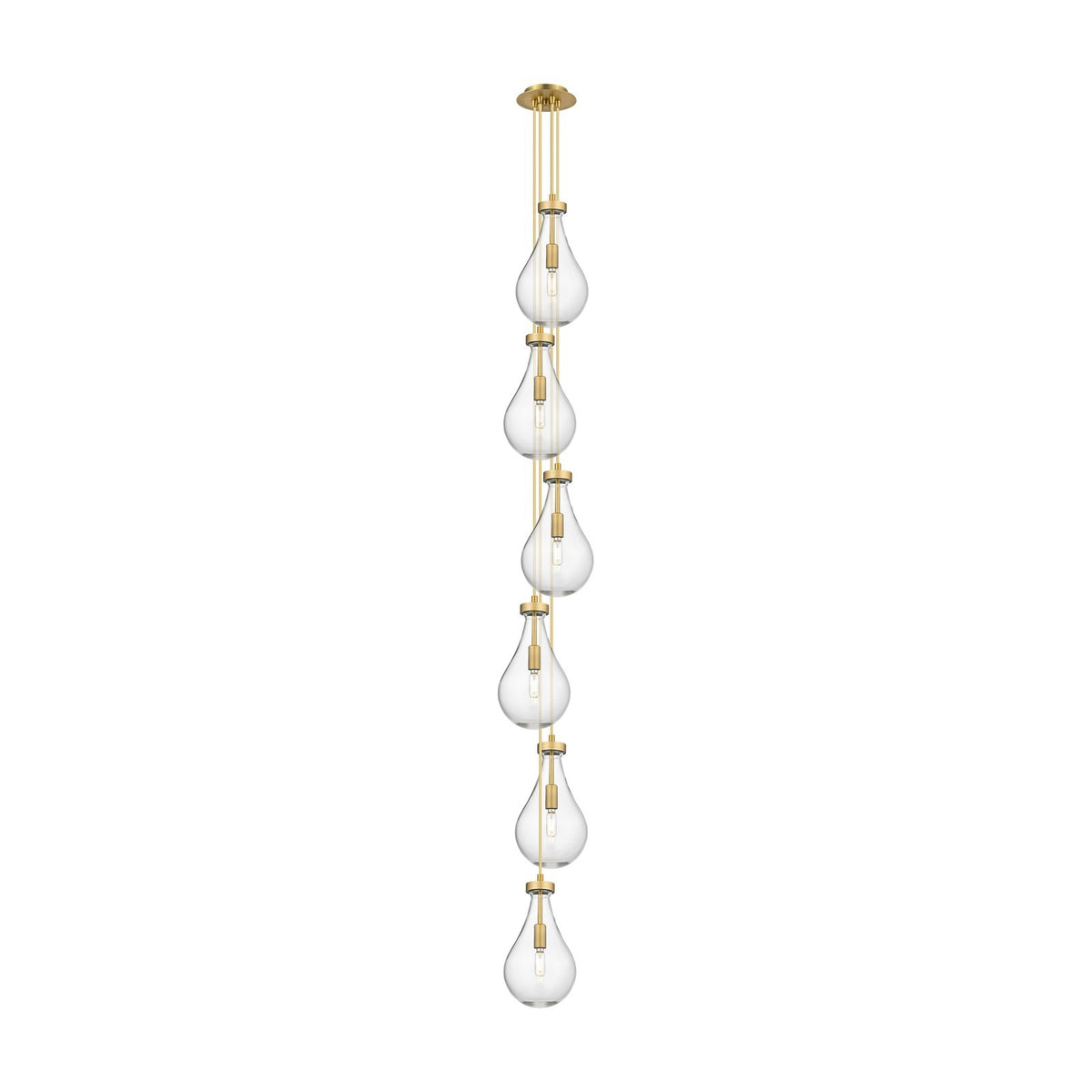 Innovations Owego 7in 6-Light Pendant | Art Deco Brushed Brass and Clear Glass | Kitchen Island & Dining Room | Model 106-451-1P-BB-G451-7CL