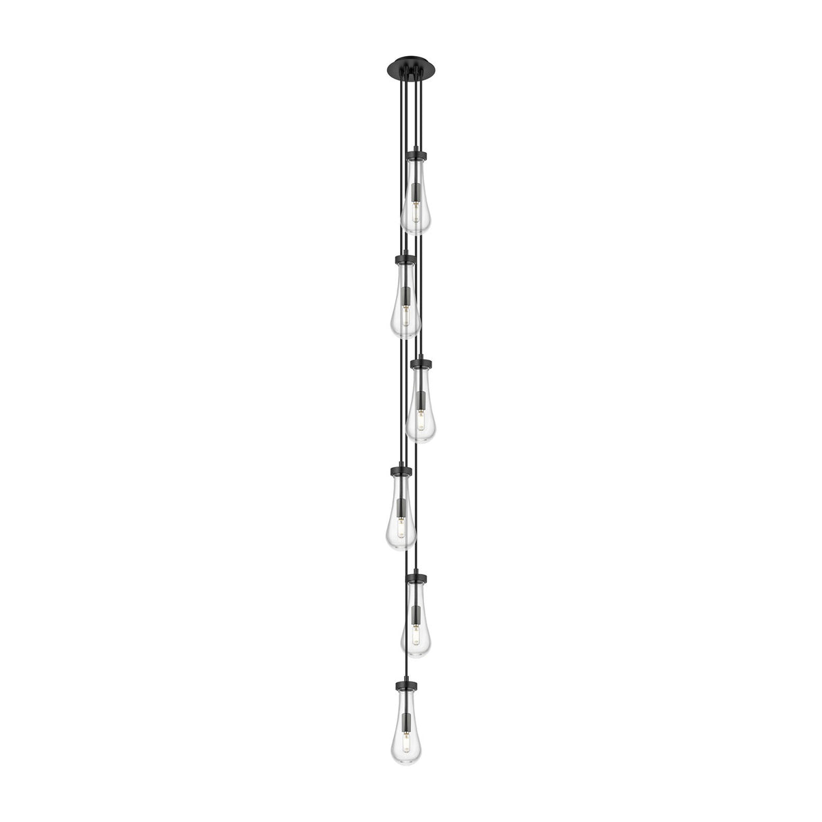 Innovations Owego 6in 6-Light Multi Pendant | Art Deco Matte Black and Clear Glass | Kitchen Island & Dining Room | Model 106-451-1P-BK-G451-4CL