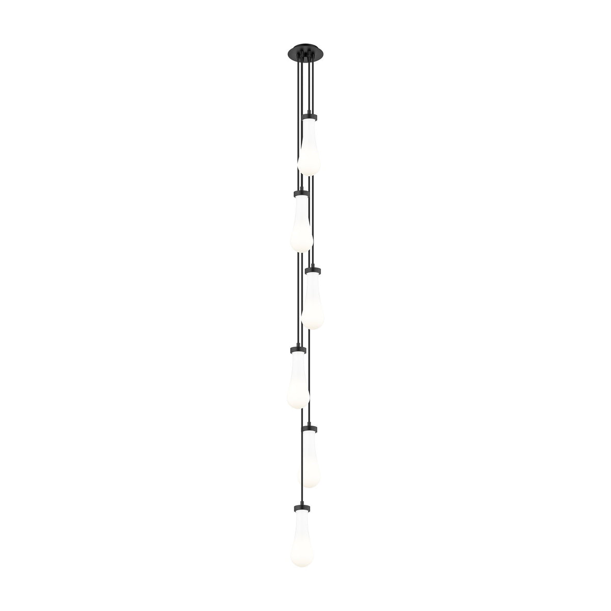 Innovations Owego 6-Light Multi Pendant | Brushed Matte Black and Gloss White Glass | Dining Room & Living Room | Model 106-451-1P-BK-G451-4GWH