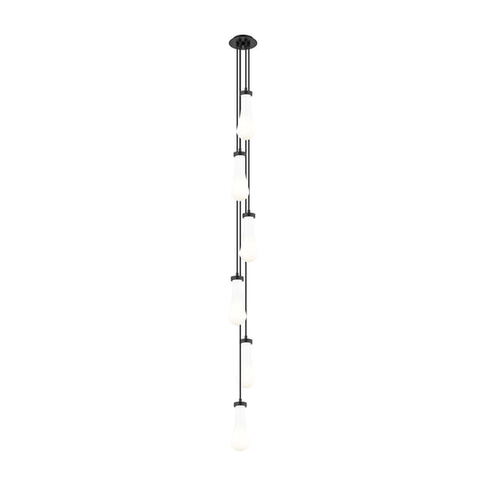 Innovations Owego 6-Light Multi Pendant | Brushed Matte Black and Gloss White Glass | Dining Room & Living Room | Model 106-451-1P-BK-G451-4GWH