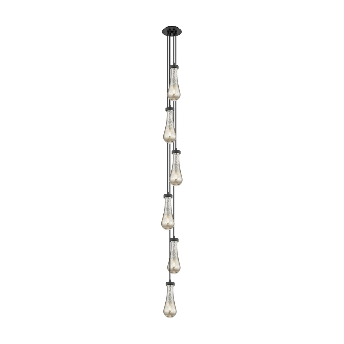 Innovations Owego 6-Light Multi Pendant | Art Deco Brushed Matte Black and Mercury Glass | Kitchen Island & Dining | Model 106-451-1P-BK-G451-4ME