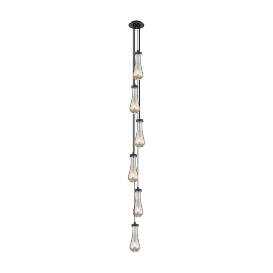 Innovations Owego 6-Light Multi Pendant | Art Deco Brushed Matte Black and Mercury Glass | Kitchen Island & Dining | Model 106-451-1P-BK-G451-4ME