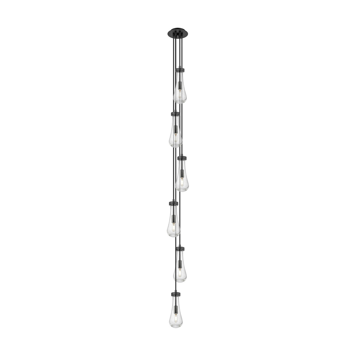 Innovations Owego 6-Light Pendant | Art Deco Brushed Matte Black and Seedy Glass | Kitchen Island & Dining Room | Model 106-451-1P-BK-G451-4SDY