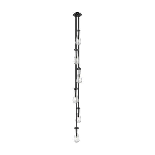 Innovations Owego 6-Light Pendant | Art Deco Brushed Matte Black and Seedy Glass | Kitchen Island & Dining Room | Model 106-451-1P-BK-G451-4SDY