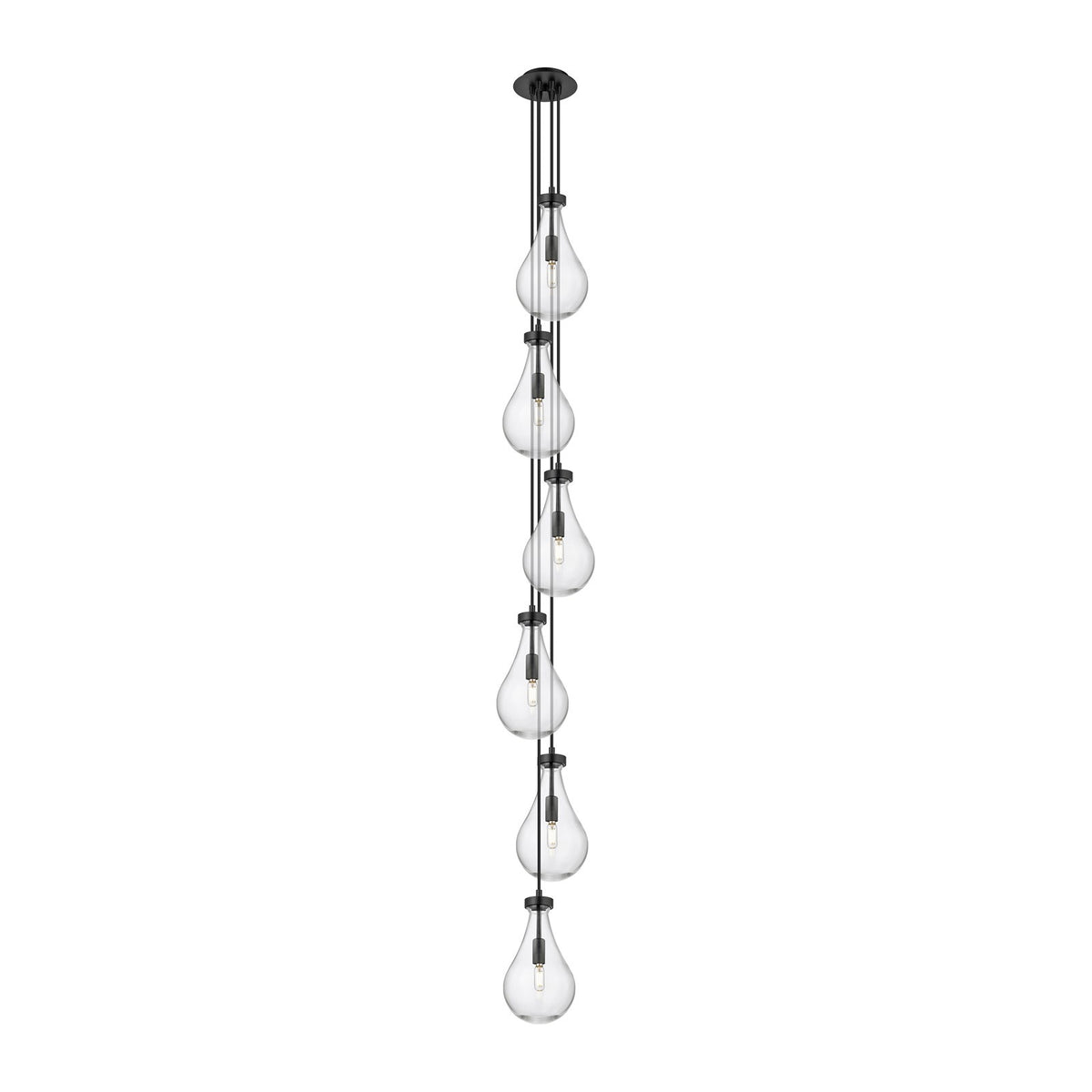 Innovations Owego 7in 6-Light Multi Pendant | Art Deco Matte Black and Clear Glass | Dining Room & Living Room | Model 106-451-1P-BK-G451-7CL