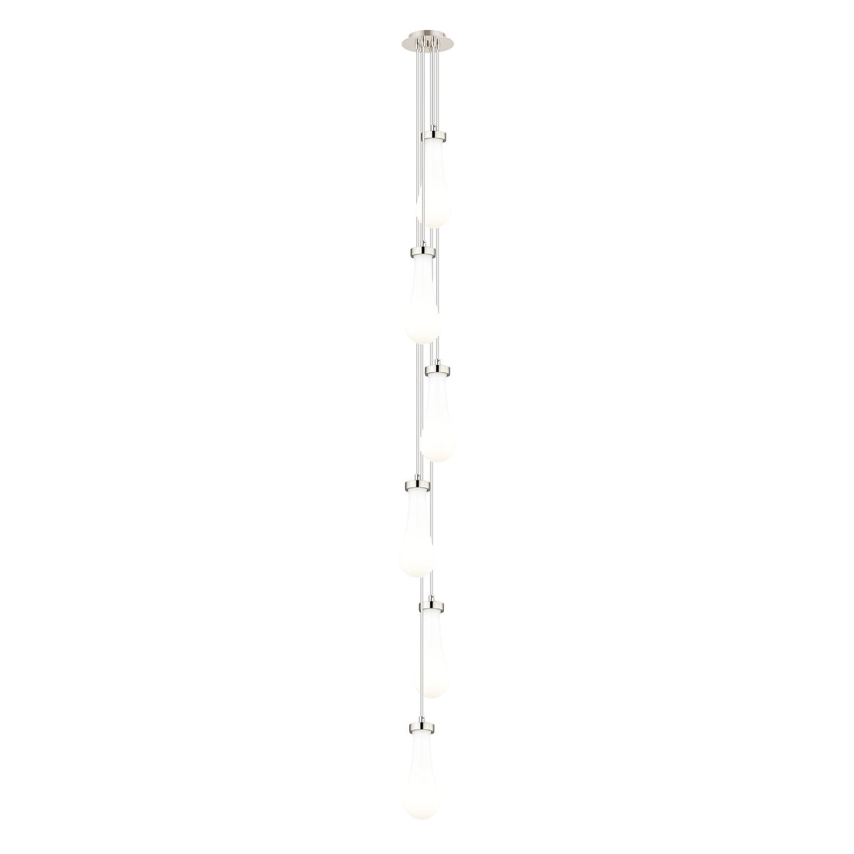Innovations Owego 6-Light Multi Pendant | Art Deco Brushed Polished Nickel and Gloss White Teardrop Glass | Dining | Model 106-451-1P-PN-G451-4GWH