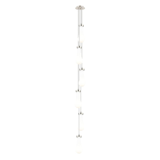 Innovations Owego 6-Light Multi Pendant | Art Deco Brushed Polished Nickel and Gloss White Teardrop Glass | Dining | Model 106-451-1P-PN-G451-4GWH