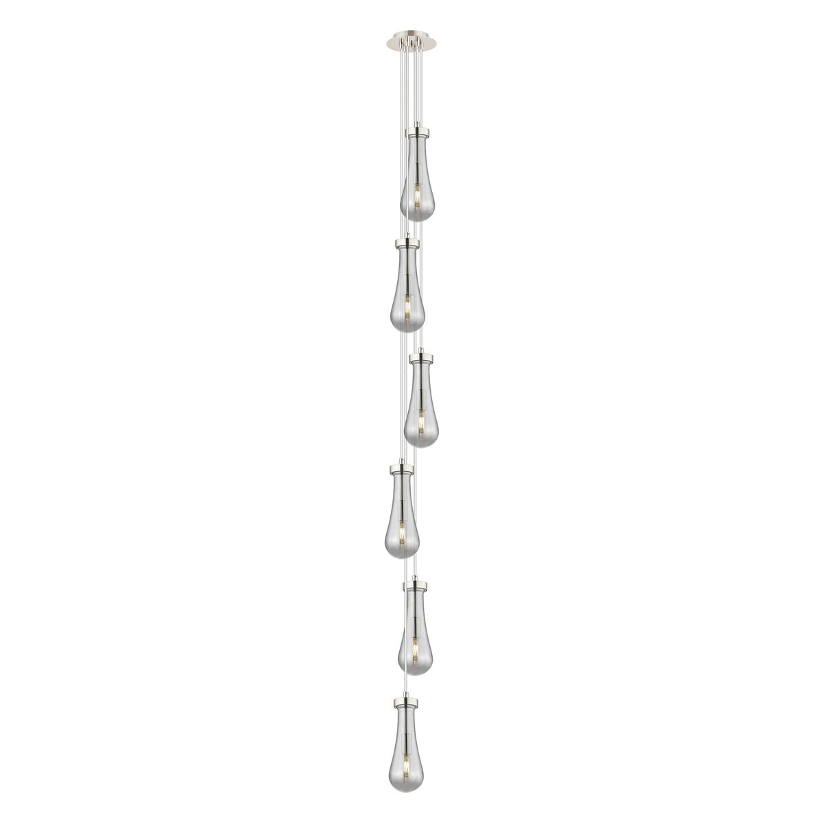 Innovations Owego 7in 6-Light Multi Pendant | Art Deco Polished Nickel and Light Smoke Glass | Kitchen Island & Dining | Model 106-451-1P-PN-G451-4SM