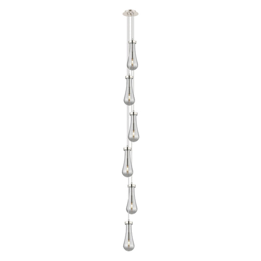 Innovations Owego 7in 6-Light Multi Pendant | Art Deco Polished Nickel and Light Smoke Glass | Kitchen Island & Dining | Model 106-451-1P-PN-G451-4SM