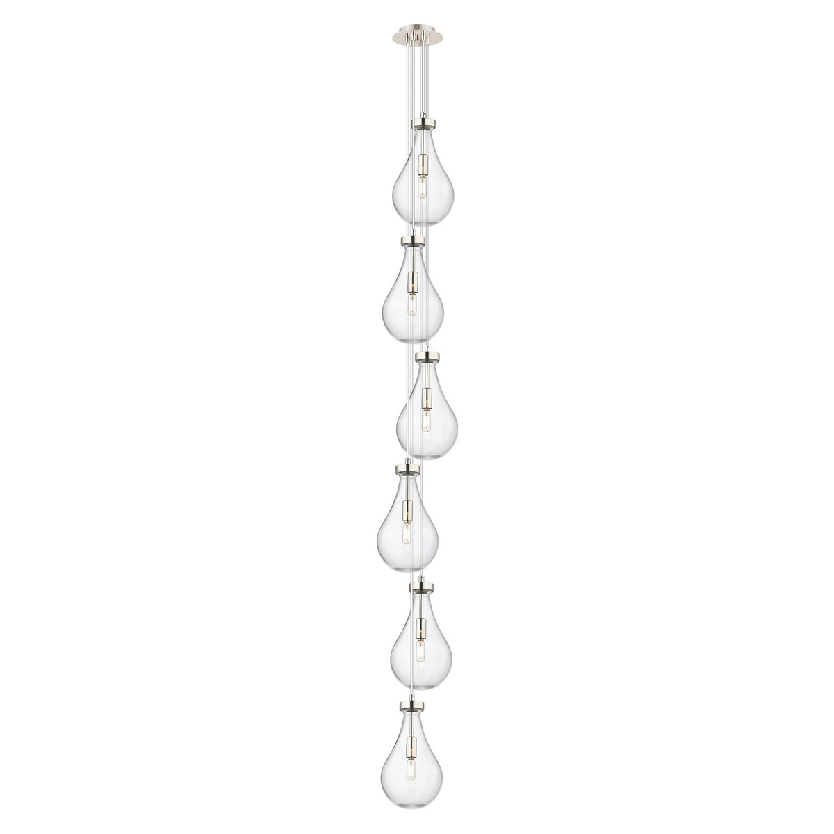 Innovations Owego 7in 6-Light Multi Pendant | Art Deco Polished Nickel and Clear Glass | Kitchen Island & Dining Room | Model 106-451-1P-PN-G451-7CL