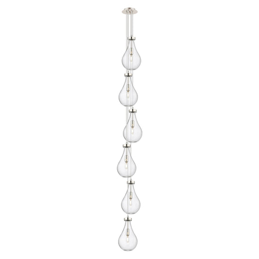 Innovations Owego 7in 6-Light Multi Pendant | Art Deco Polished Nickel and Clear Glass | Kitchen Island & Dining Room | Model 106-451-1P-PN-G451-7CL