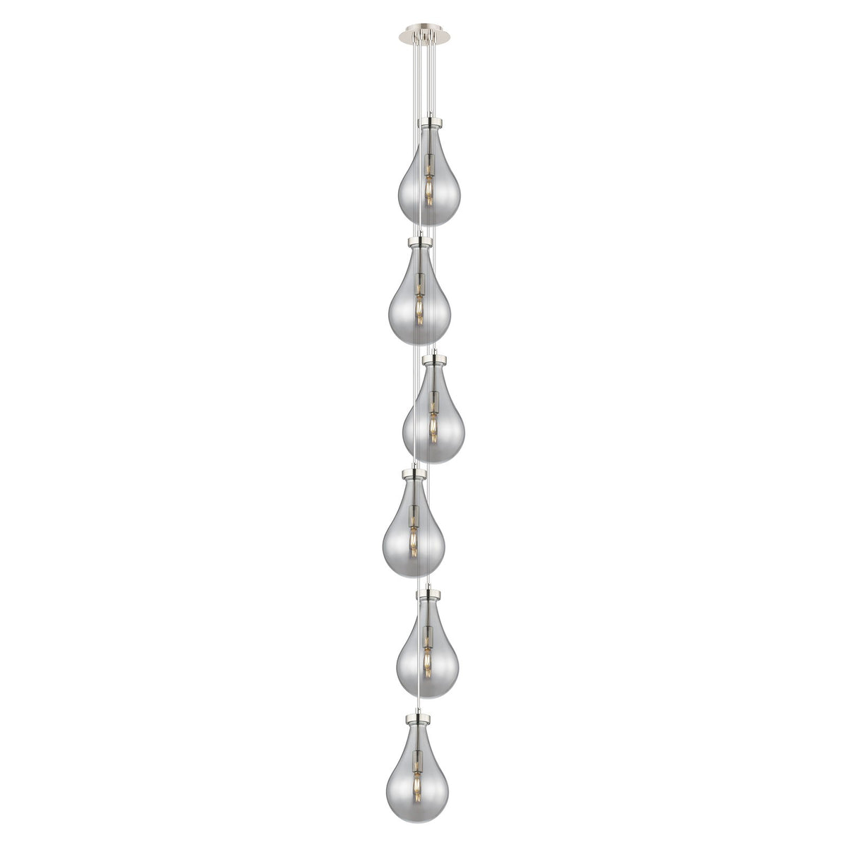 Innovations Owego 7in 6-Light Multi Pendant | Art Deco Polished Nickel and Light Smoke Glass | Kitchen Island & Dining | Model 106-451-1P-PN-G451-7SM