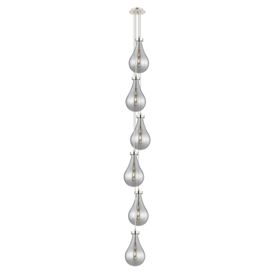 Innovations Owego 7in 6-Light Multi Pendant | Art Deco Polished Nickel and Light Smoke Glass | Kitchen Island & Dining | Model 106-451-1P-PN-G451-7SM