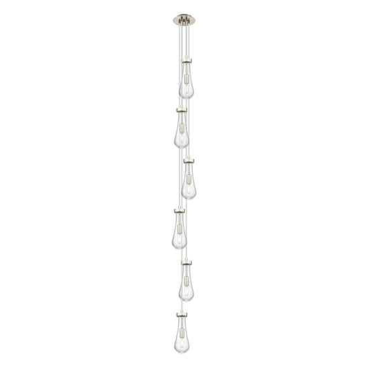 Innovations Owego 6-Light 7in Multi Pendant | Art Deco Brushed Satin Nickel and Clear Glass | Kitchen Island & Dining | Model 106-451-1P-SN-G451-4CL