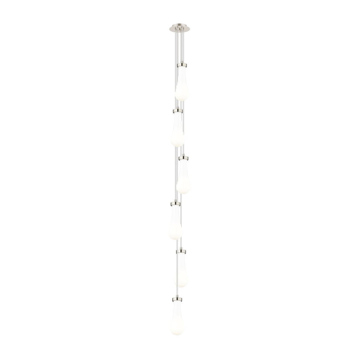 Innovations Owego 6-Light Multi Pendant | Art Deco Brushed Satin Nickel and Gloss White Teardrop Glass | Dining Room | Model 106-451-1P-SN-G451-4GWH