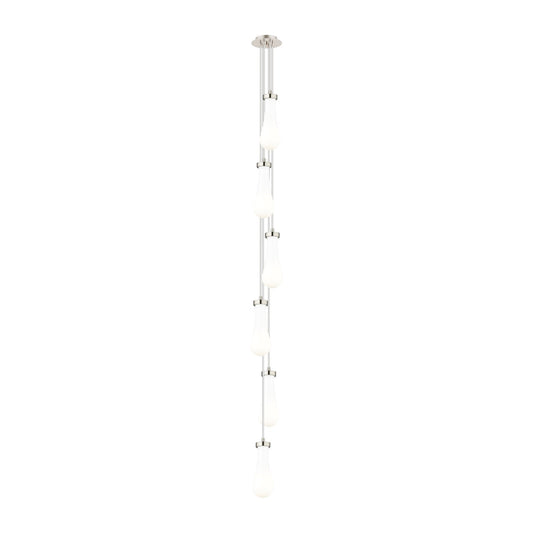Innovations Owego 6-Light Multi Pendant | Art Deco Brushed Satin Nickel and Gloss White Teardrop Glass | Dining Room | Model 106-451-1P-SN-G451-4GWH
