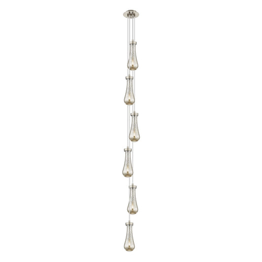Innovations Owego 6-Light 7in Pendant | Art Deco Brushed Satin Nickel and Mercury Glass | Kitchen Island & Dining Room | Model 106-451-1P-SN-G451-4ME