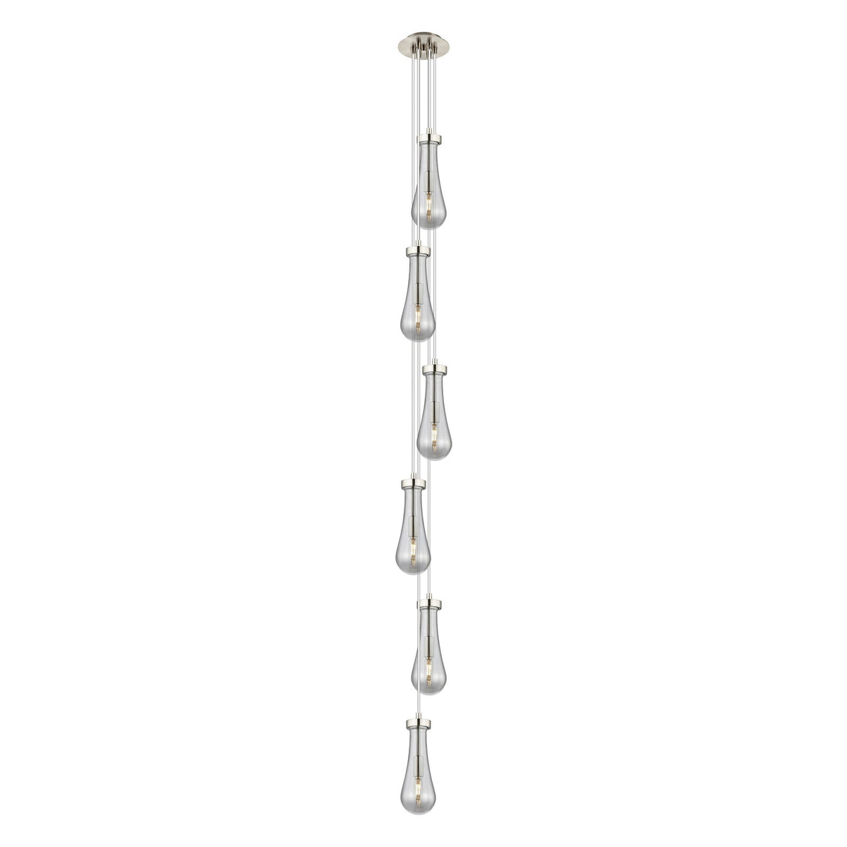 Innovations Owego 6-Light 7in Multi Pendant | Art Deco Contemporary Brushed Satin Nickel and Light Smoke Glass Shades | Model 106-451-1P-SN-G451-4SM