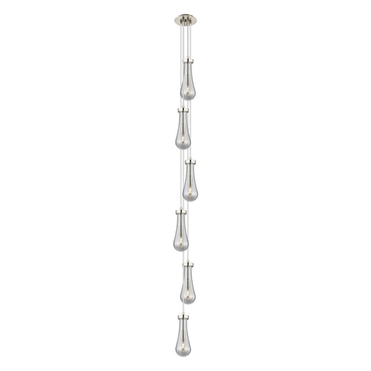 Innovations Owego 6-Light 7in Multi Pendant | Art Deco Contemporary Brushed Satin Nickel and Light Smoke Glass Shades | Model 106-451-1P-SN-G451-4SM